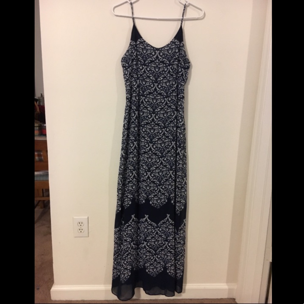 Navy and while maxi dress
